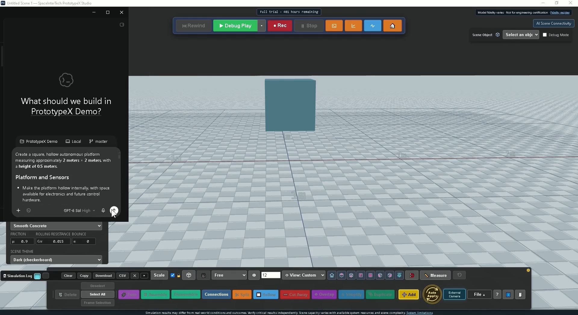 Scene setup screen with new scene and AI-guided scene options